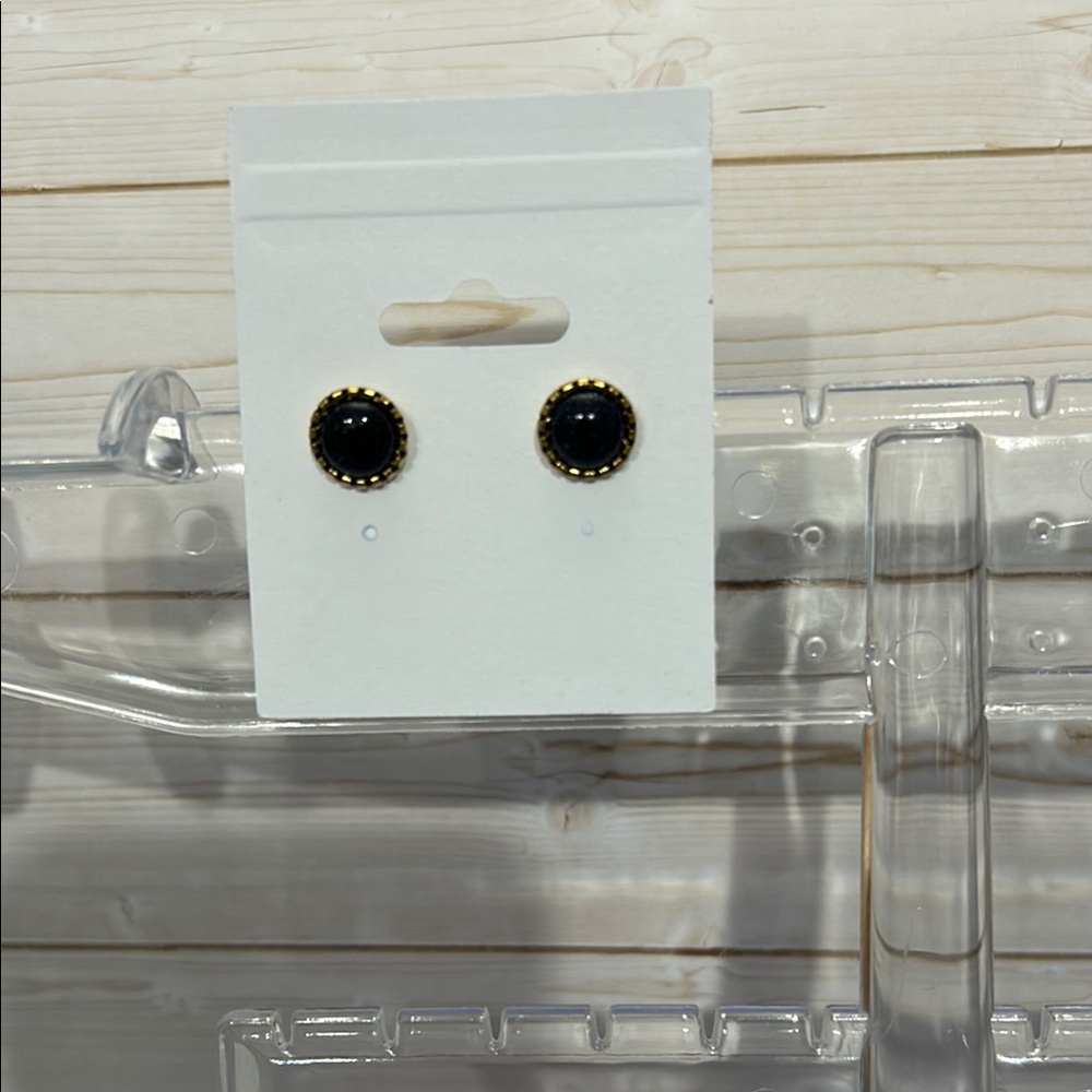 Elegant Black and Gold Stud Earrings